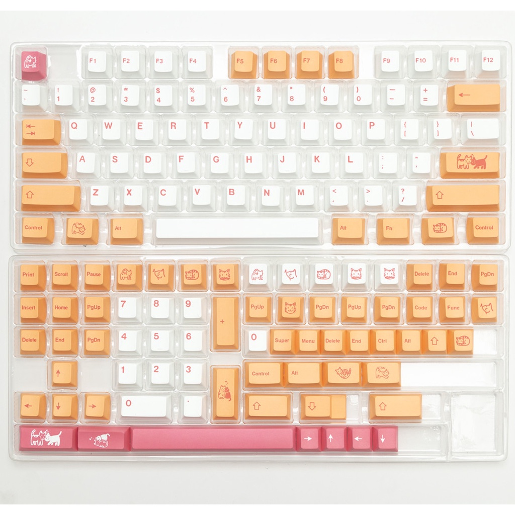 Orange Cat Keycaps Cherry Profile Cô gái dễ thương PBT Dye Sub Bàn phím cơ học Keycap