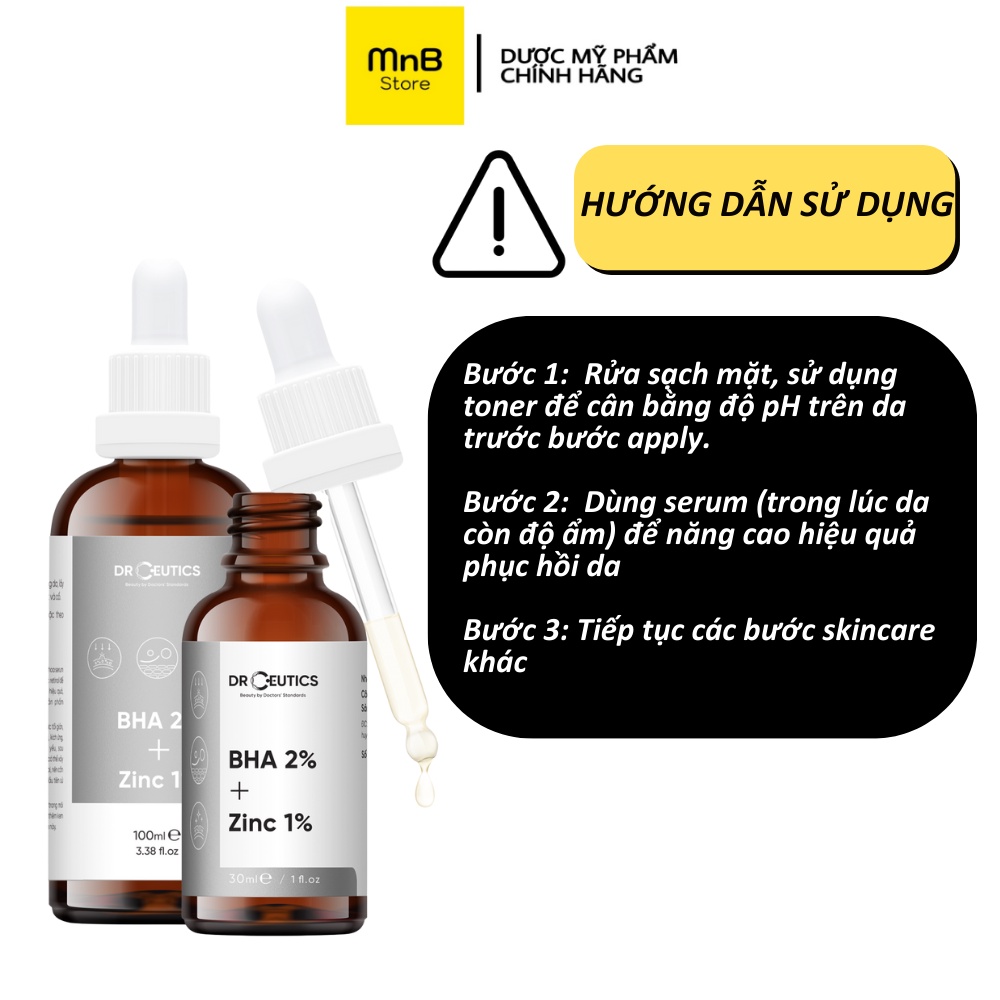 Serum DrCeutics BHA 2% ZinC 1% giảm mụn và giảm tiết dầu trên da 30ml
