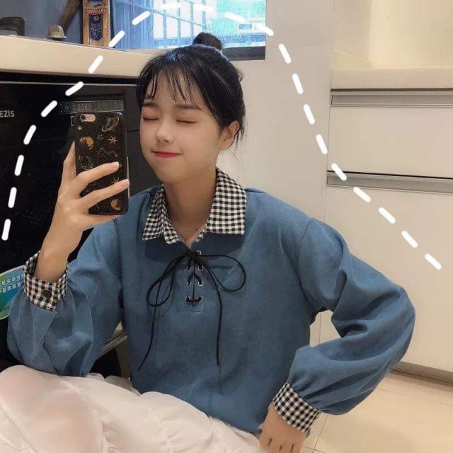 Áo kiểu nỉ uzzlang phong cách Hàn Quốc