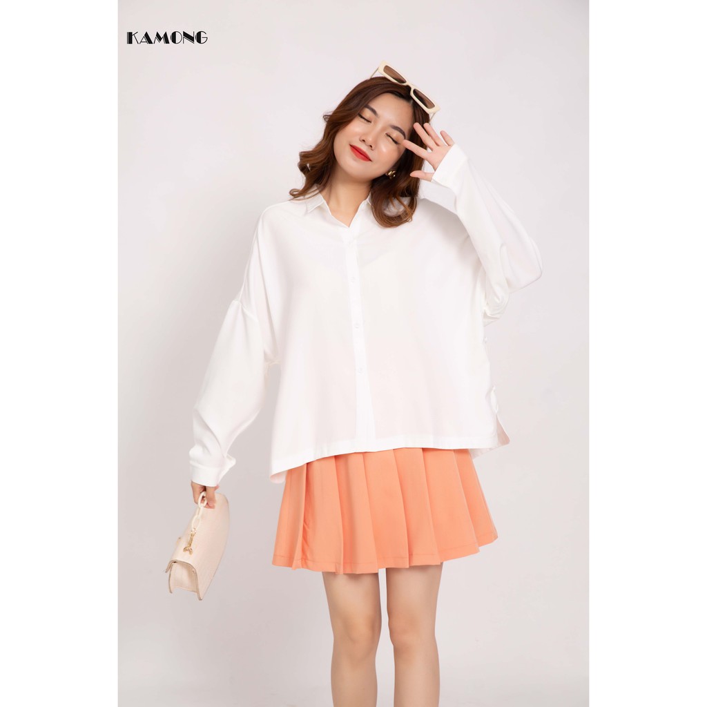 Áo sơ mi oversize xẻ tà KAMONG A072