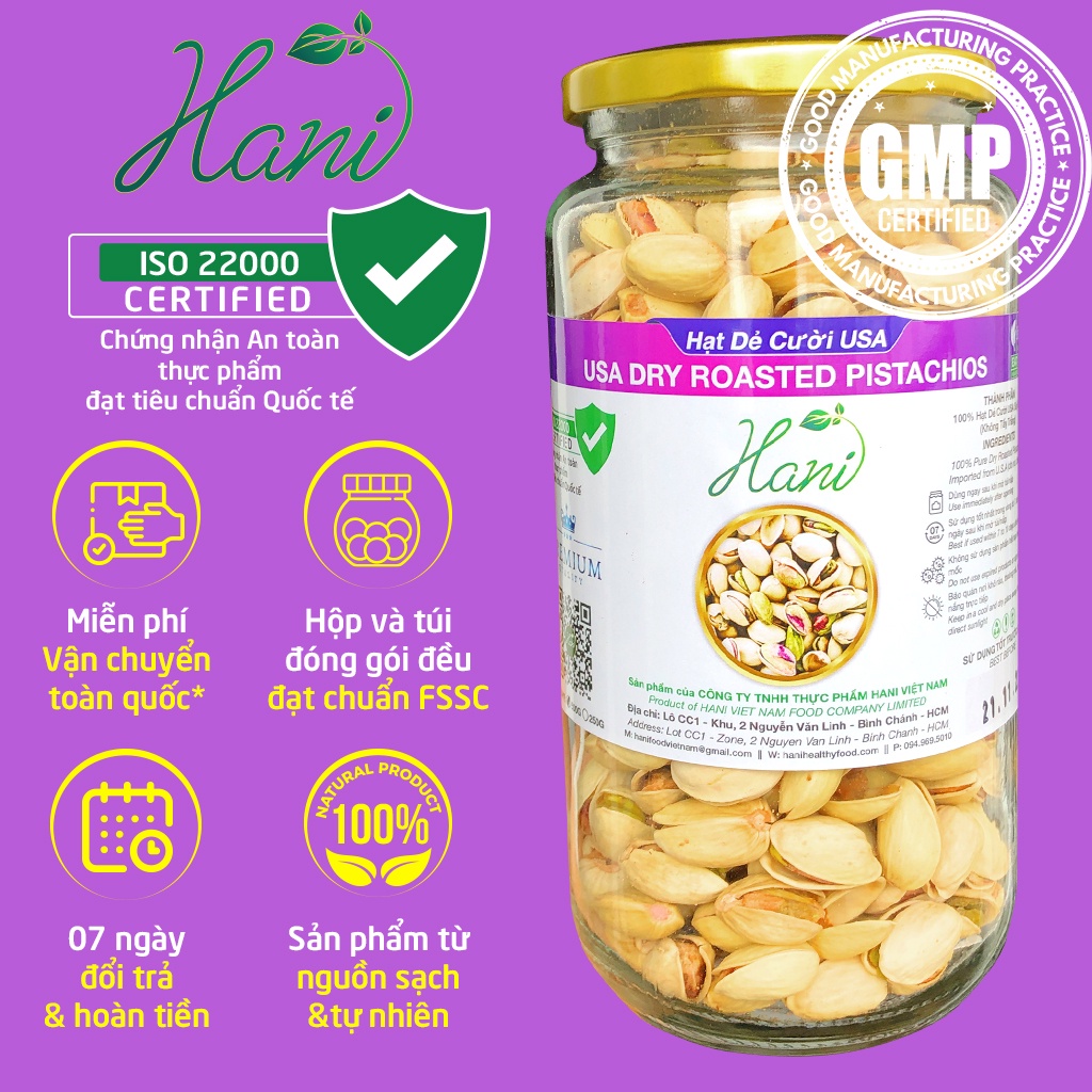 500g Hạt Dẻ Cười Không Tẩy Trắng Chuẩn Mỹ Thơm Ngon  ✔️ HANI FOOD