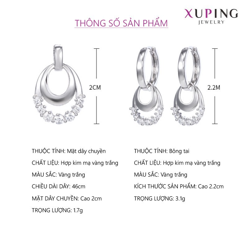 Bộ Trang Sức Nữ Mạ Vàng Trắng, Trang Sức Xuping Chính Hãng, XPBTS07