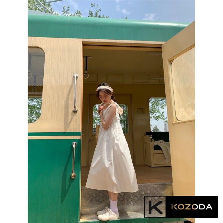Váy 2 dây đầm babydoll dáng dài trắng đen kem xanh có dây điều chỉnh 2 lớp dày dặn không lộ KOZODA D17 | BigBuy360 - bigbuy360.vn