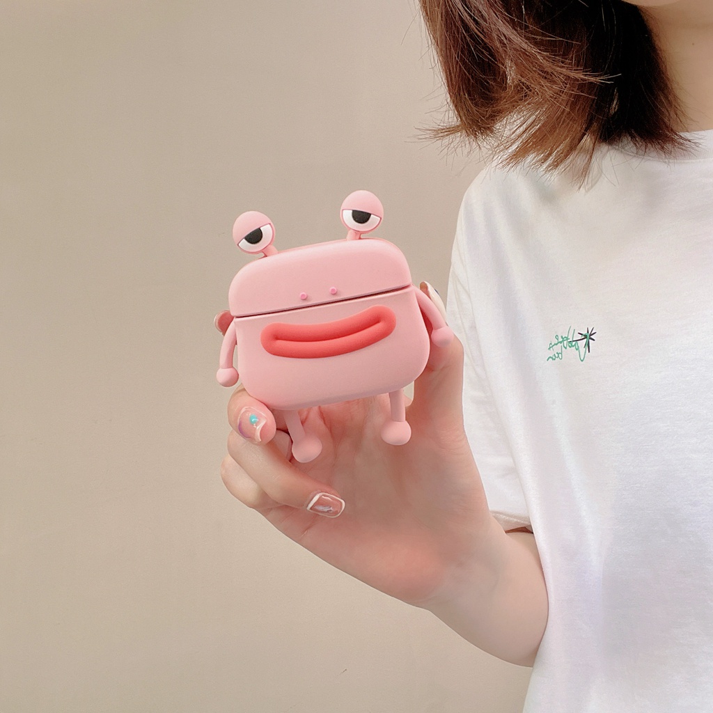 Vỏ Bảo Vệ Hộp Sạc Tai Nghe Airpods 1 2 3 Pro Chống Sốc Hình Ếch Xúc Xích Dễ Thương