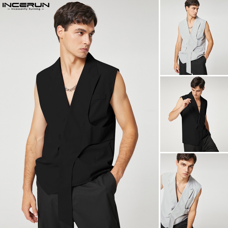 Áo khoác INCERUN không tay thiết kế độc đáo thời trang cho nam