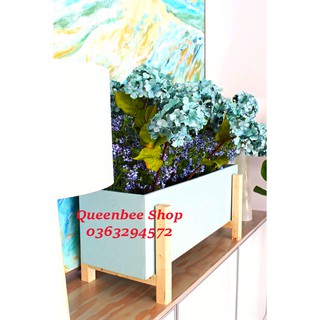 Chậu gỗ trồng cây KT 50*20*20, phong cách vintage, sang trọng, chống thấm nước I Decor tiểu cảnh, ban công, hoa giả