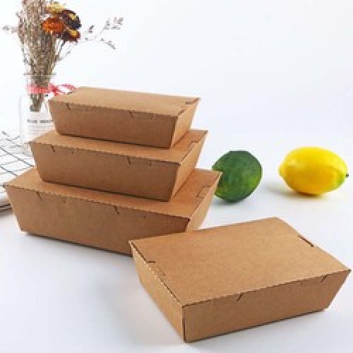 Combo 50 Hộp Giấy Chữ Nhât B Giấy Kraft nắp gập đựng salad, thức ăn các loại dùng cho nhà hàng, khách sạn