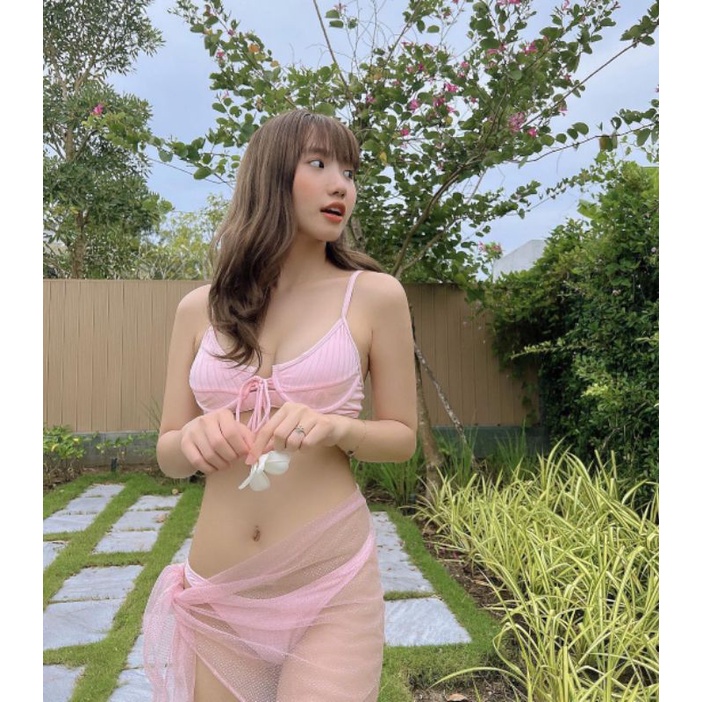 Bikini Gọng Dây Rút Ngực Siêu Sexy Tanning Brazillian Set