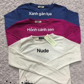 Áo thun gân thun trơn tay dài nữ🌹