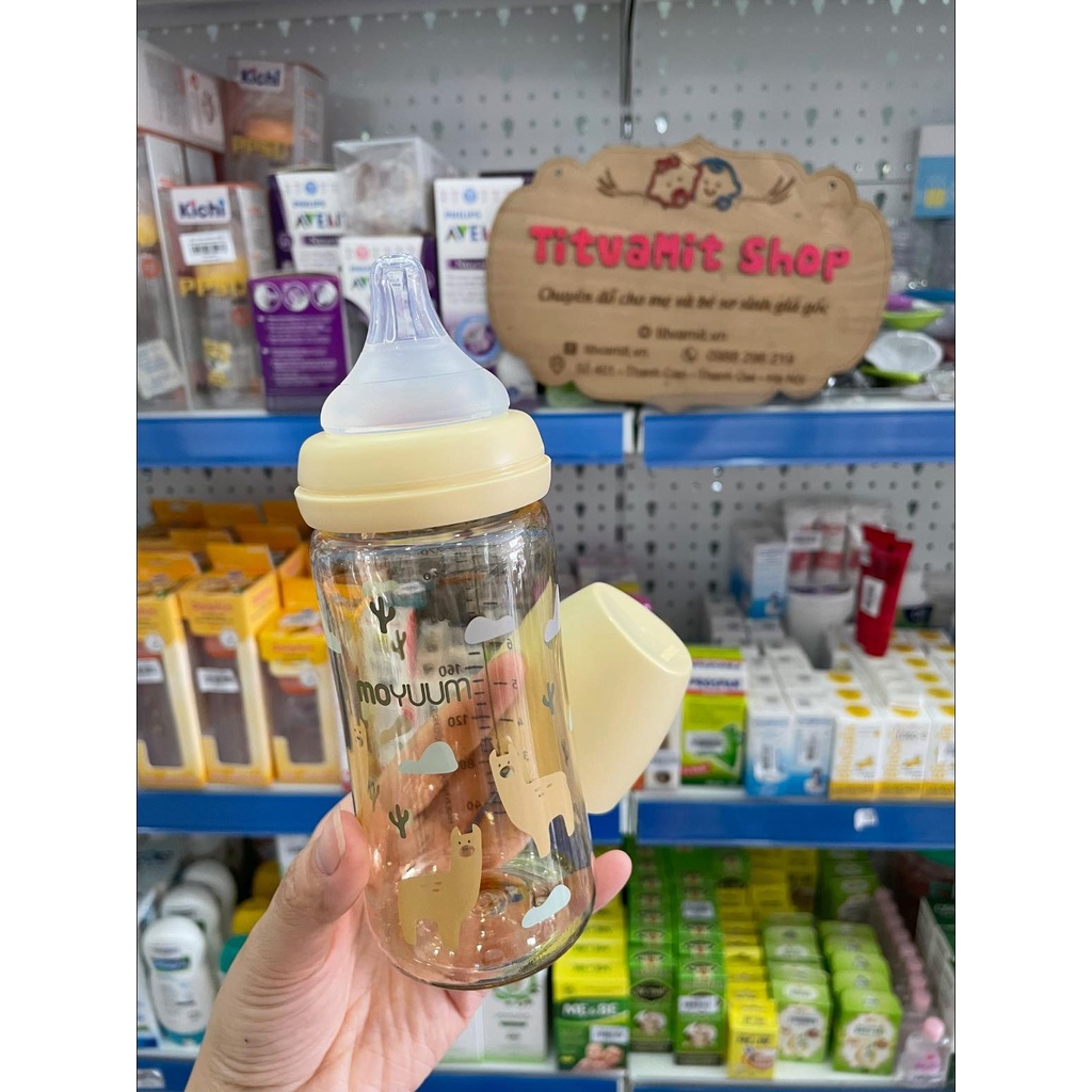 Bình sữa moyuum hoa cúc, lạc đà chính hãng Hàn Quốc, bình sữa moyuum hoạ tiết 170ml-270ml