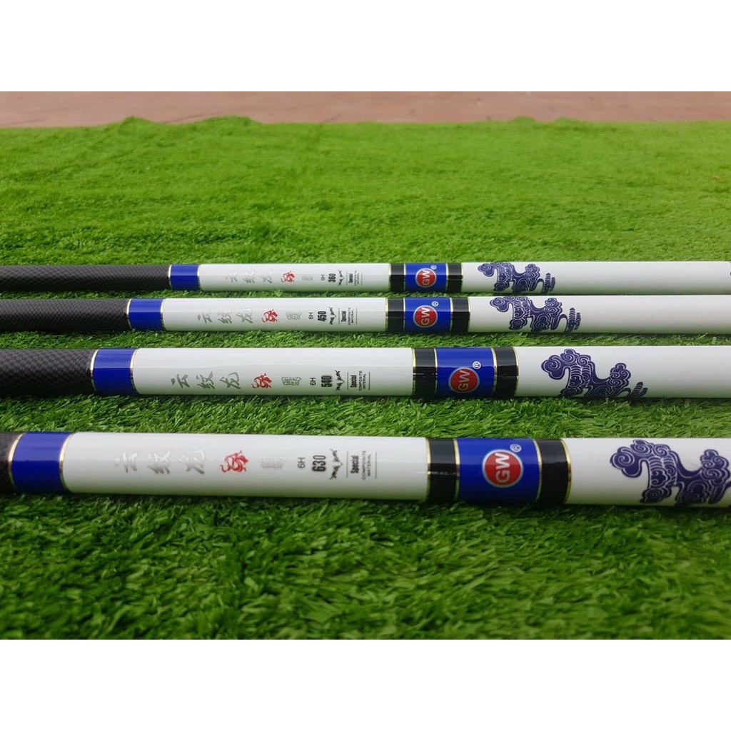 Cần câu tay GW Vân Long 6H bạo lực - Chuyên săn hàng Độ dài: 3m6 - 4m5 - 5m4 - 6m3, cần câu đơn câu đài, chất liệu carbo