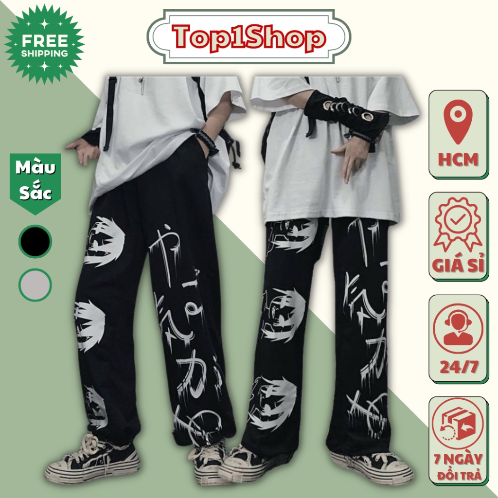 Quần ống rộng IN HÌNH CÔ GÁI NHẬT BẢN Chất nỉ bông cao cấp ống suông PHONG CÁCH TRẺ TRUNG NĂNG ĐỘNG - đủ size