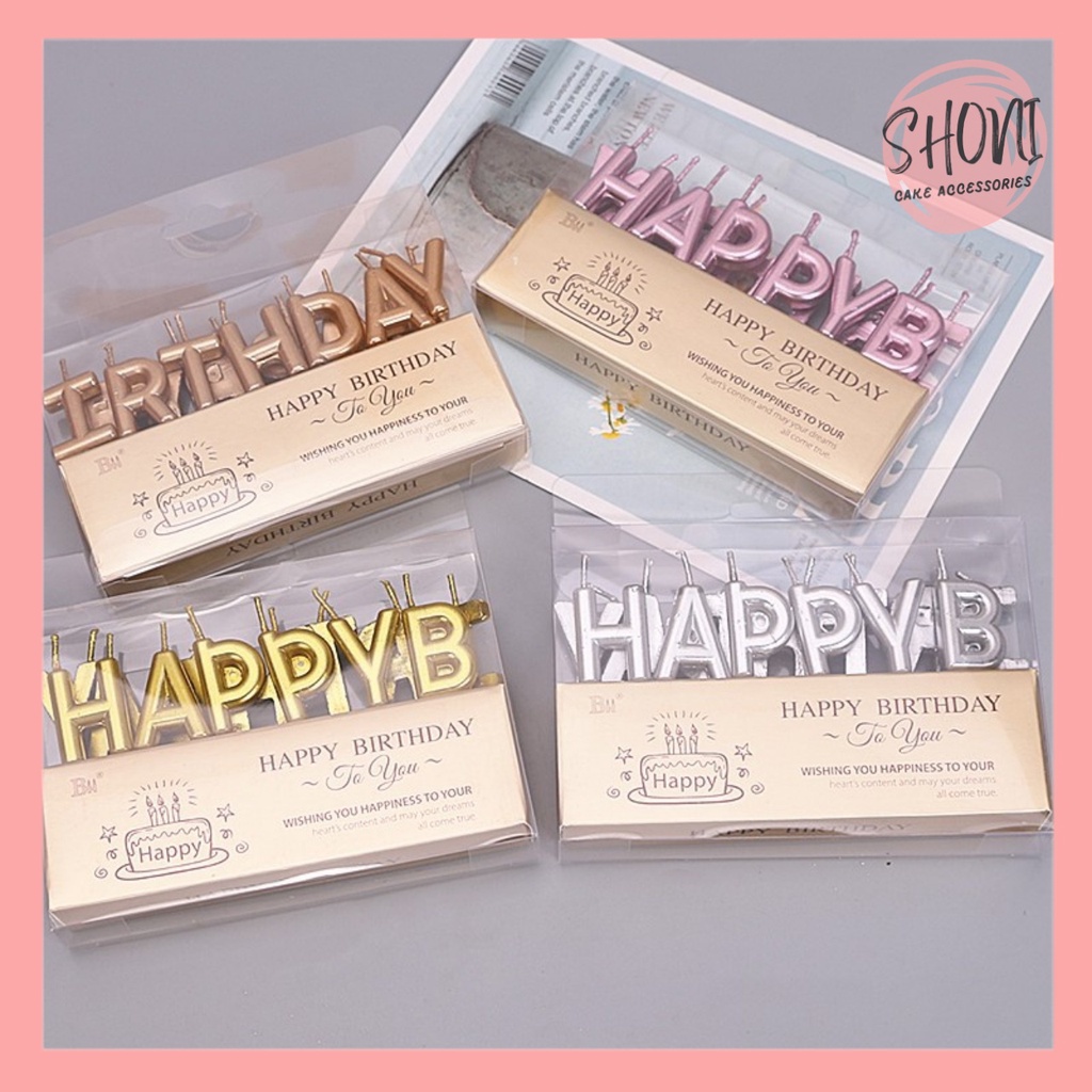 Nến Sinh Nhật HAPPY BIRTHDAY Màu NhũbTrang Trí Bánh Kem