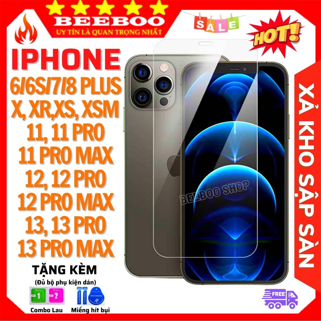 KÍNH CƯỜNG LỰC TRONG SUỐT IPHONE 6 6S 7 8/ 7PLUS, 8PLUS, X/XS/XR/XS MAX/11 PRO MAX/ 12 PRO MAX/13 PRO MAX - DÁN MÀN HÌNH