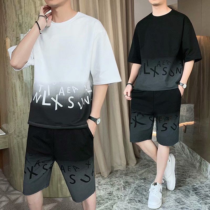 Bộ Quần Áo Thể Thao Tay Ngắn Thiết Kế Trẻ Trung Năng Động Phong Cách Hàn Quốc Cho Nam