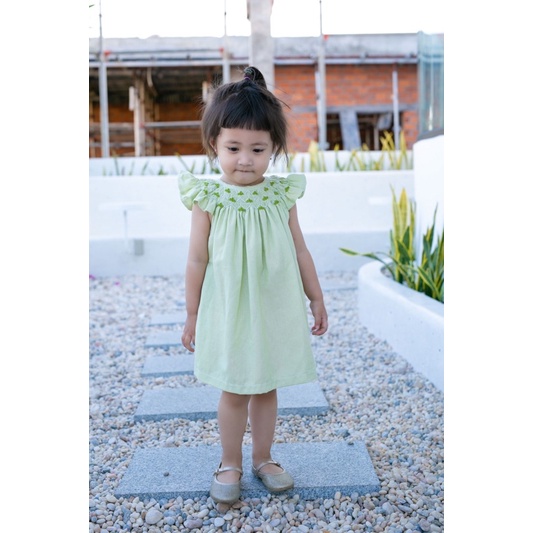 ĐẦM SMOCK ĐÔI MẸ VÀ BÉ XANH BƠ