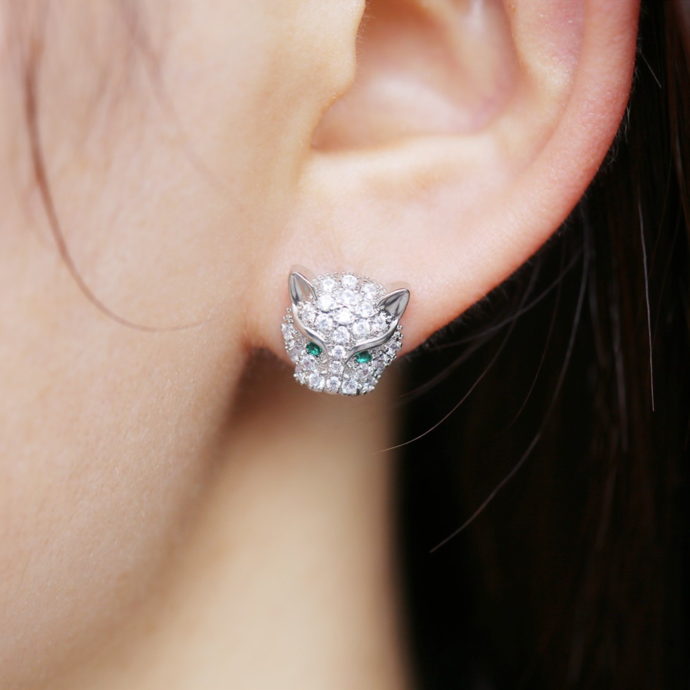 Khuyên tai thiết kế đầu báo đính đá zircon toàn diện dễ phối đồ phong cách đường phố cá tính thời trang cho nữ