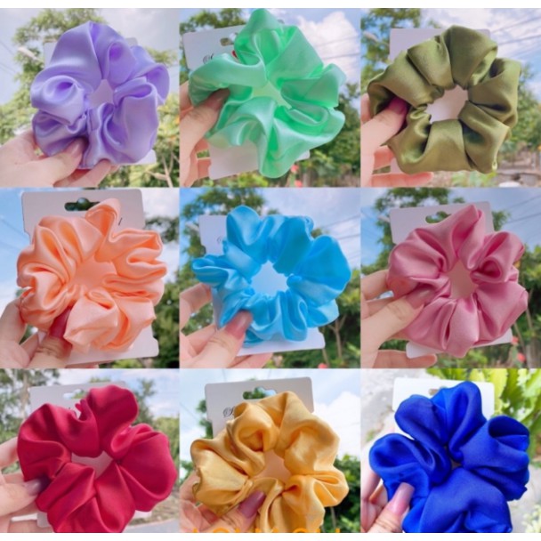 Buộc tóc Scrunchies vải phi bóng đẹp