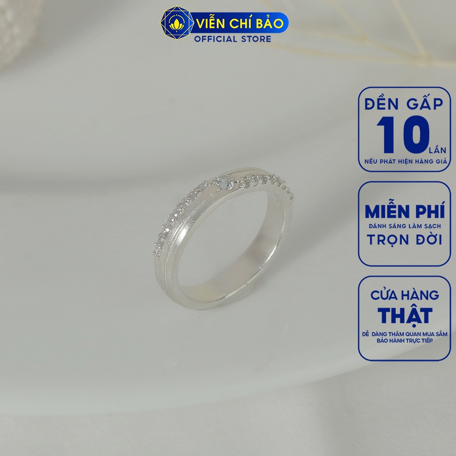Nhẫn bạc nữ Bun đính đá chất liệu bạc 925 thời trang phụ kiện trang sức Viễn Chí Bảo N700441
