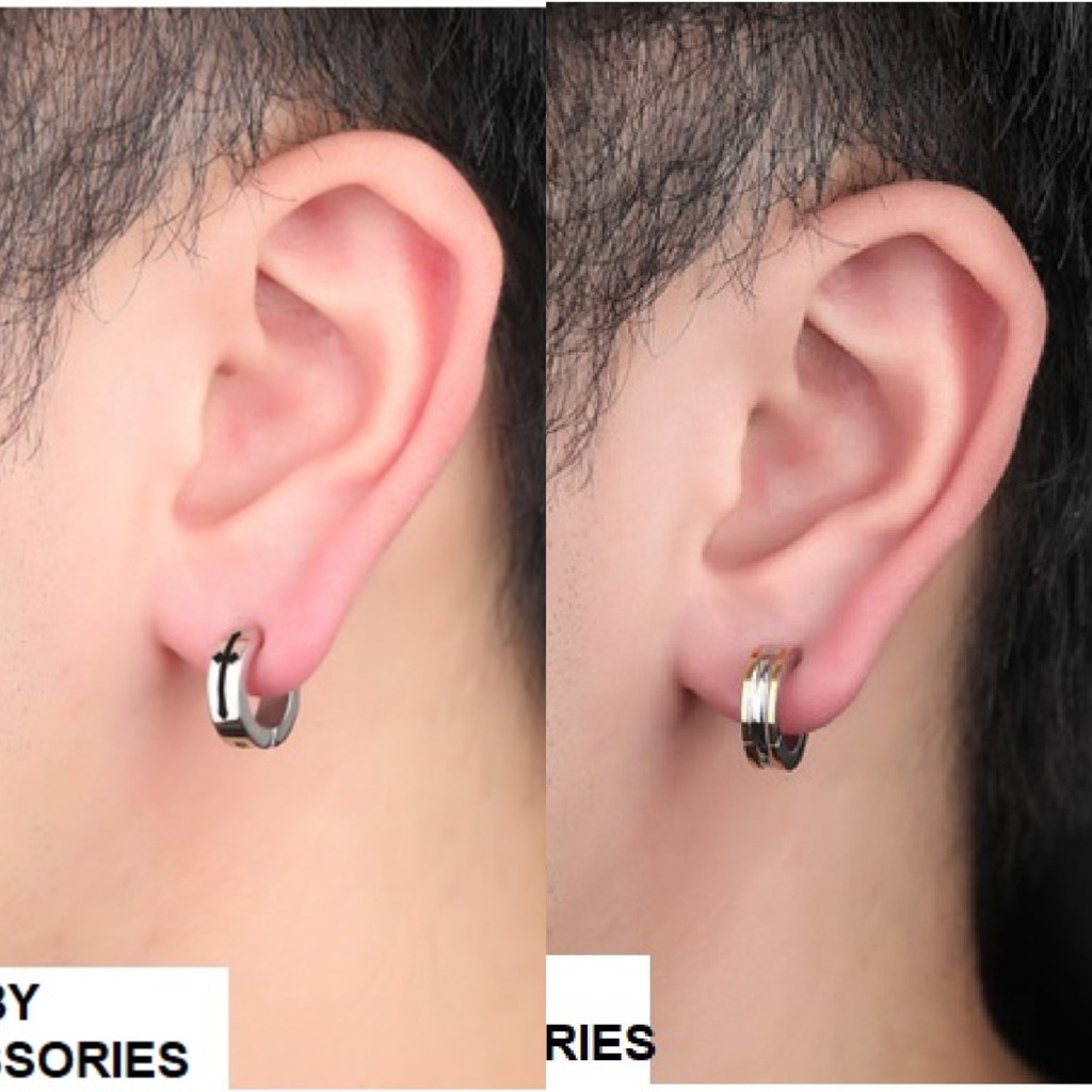 Khuyên tai titan tròn khắc họa tiết dạng kẹp không cần xỏ lỗ tai không gỉ UE111818