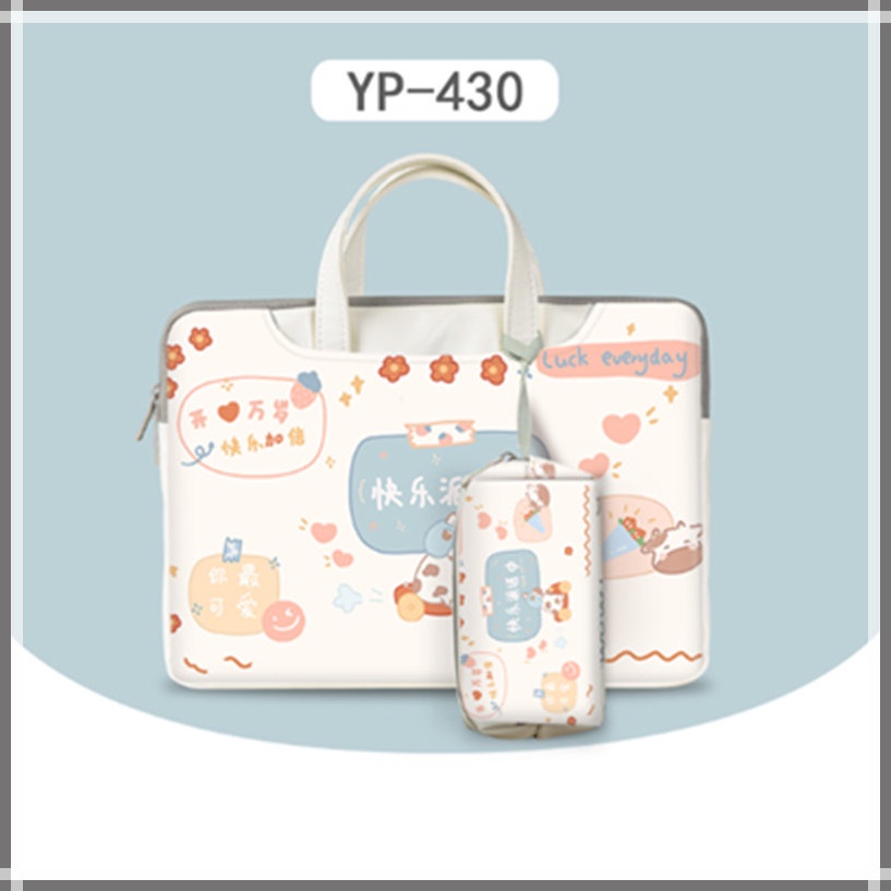 Bộ túi đựng máy tính sức chứa lớn bằng da PU chống nước họa tiết hoạt hình cho cỡ máy 12-17.3 inch kèm túi đựng dây sạc