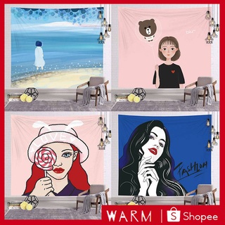 Rèm phông nền tấm thảm họa tiết cô gái dễ thương phong cách đơn giản sử dụng tiện lợi