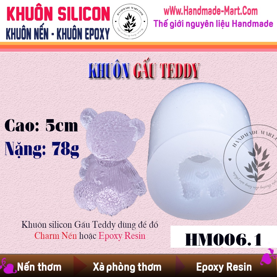 Khuôn silicon gấu teddy 3D kích thước chuẩn dùng tạo hình gấu đủ kích thước  - HM006