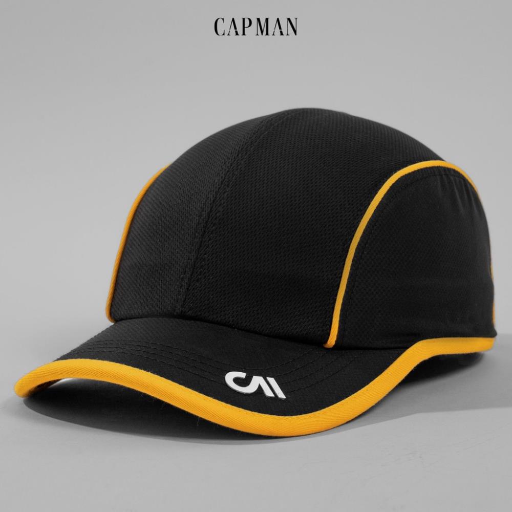 Mũ lưỡi trai CAPMAN dáng thế thao ôm đầu CM77 màu đen viền cam không nút !