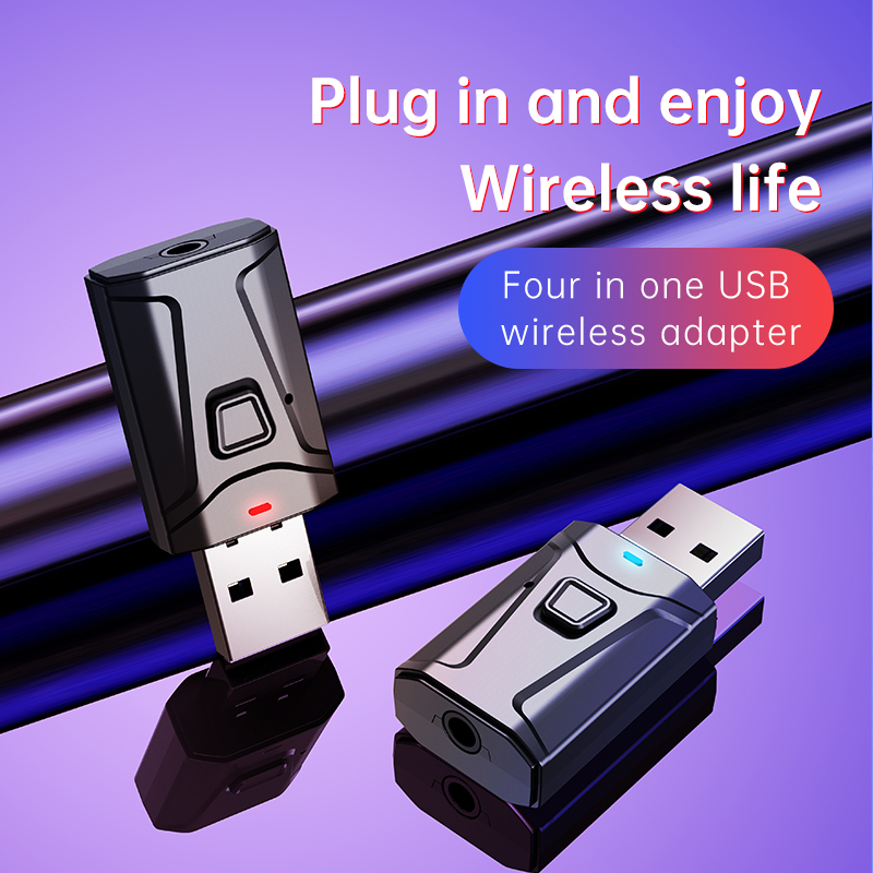 Usb Bluetooth 5.0 Truyền Nhận Âm Thanh 3.5mm Aux Rca 4 Trong 1 Cho Tv Xe Hơi Pc