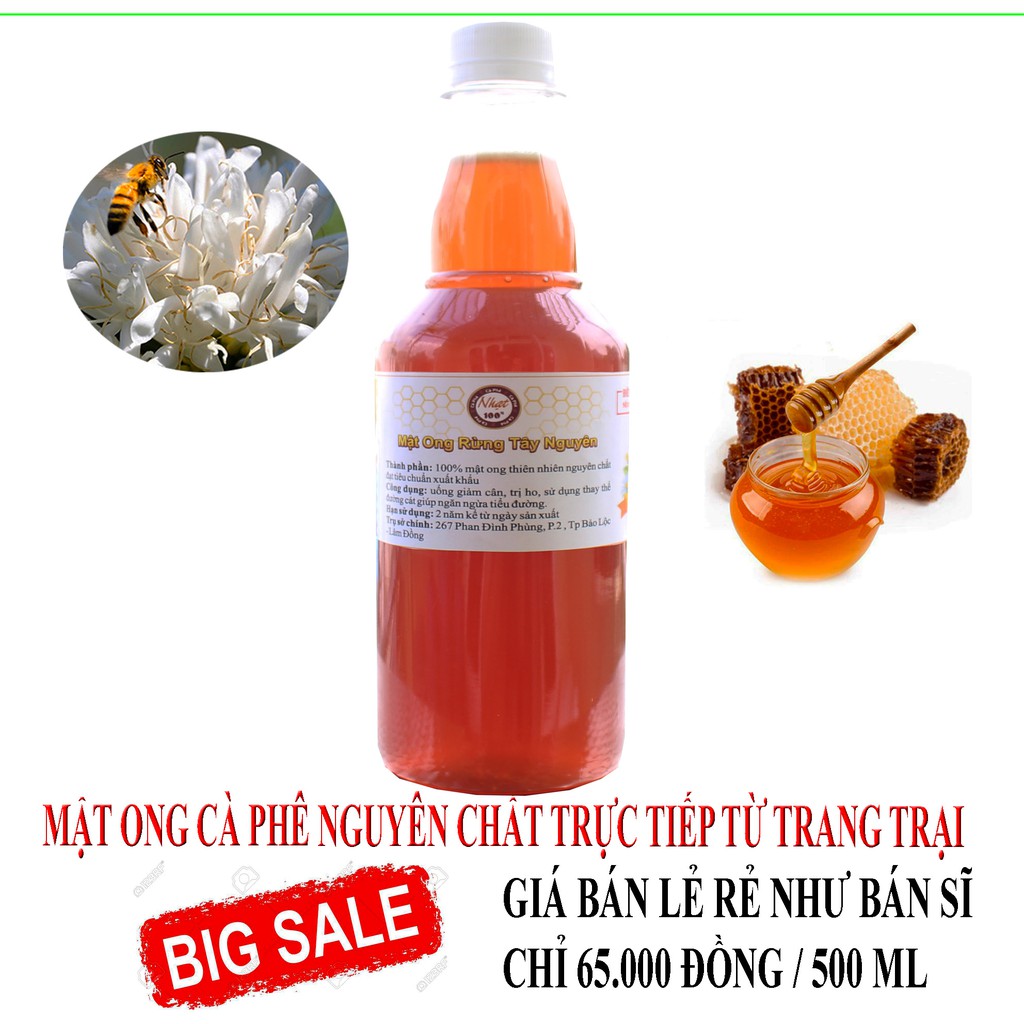 Mật Ong Rừng Tây Nguyên 500ml (Giá Gốc, Bao Đủ Lít)