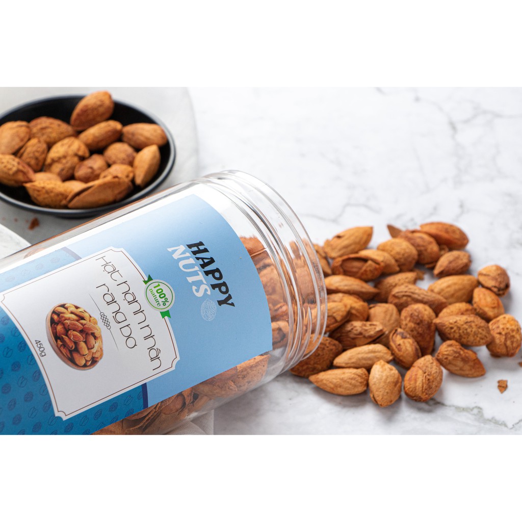 Hạt hạnh nhân rang bơ Mỹ HAPPY NUTS nguyên vỏ