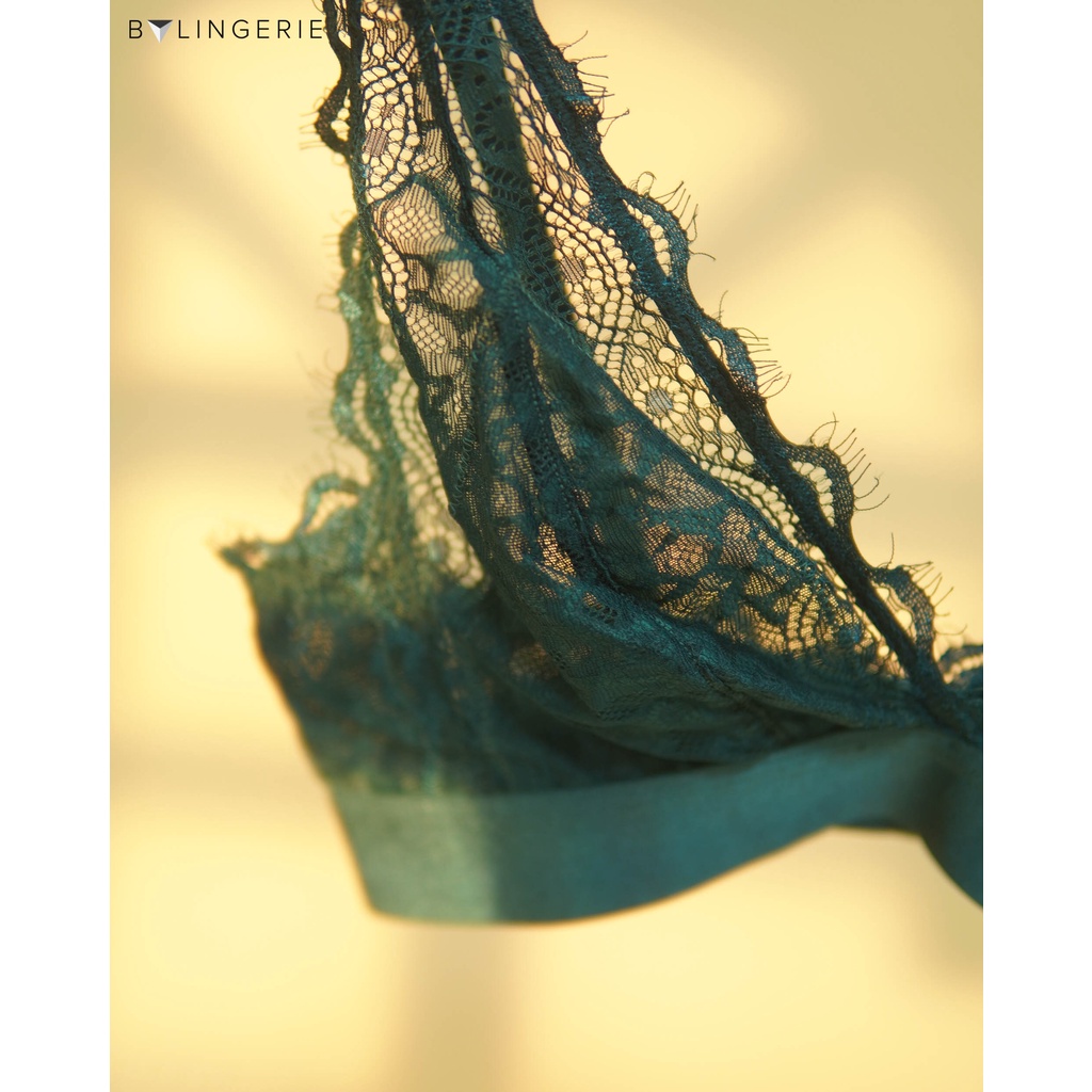 Bộ đồ lót ren nữ BY LINGERIE màu xanh bảo ngọc không gọng không mút B191 | BigBuy360 - bigbuy360.vn