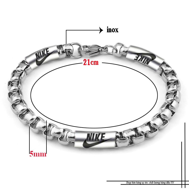 Lắc tay nam kiểu ống trúc 5ly bọc khoen inox chạm khắc N sáng đẹp, không đen, thể hiện đẳng cấp phái mạnh