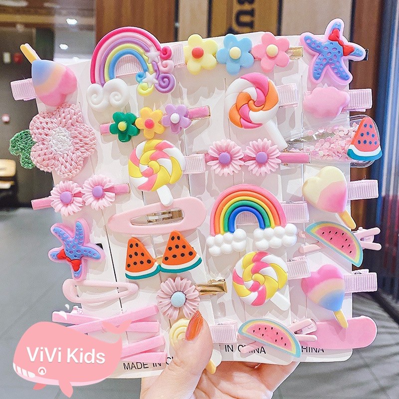 Set 14 kẹp tóc xinh xắn cho bé gái