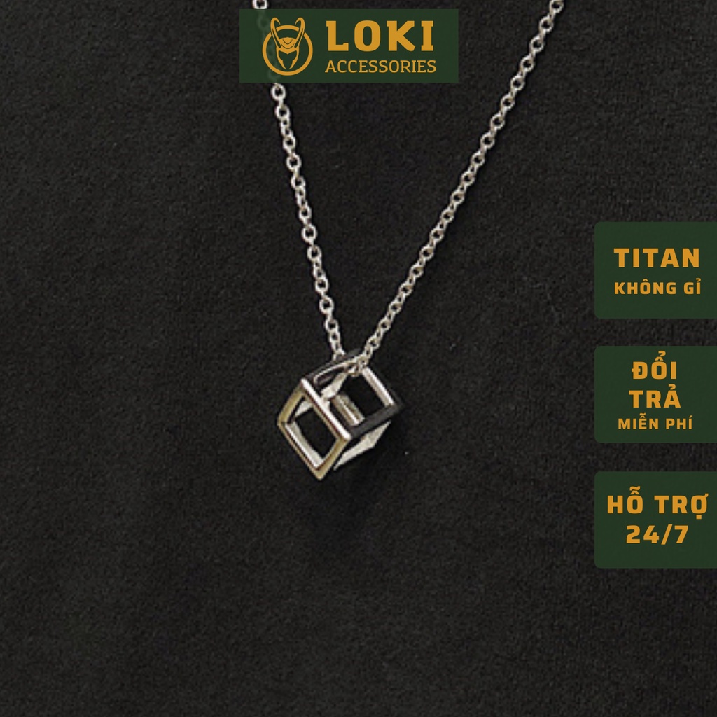 Vòng cổ nam dây chuyền màu bạc nam nữ unisex Loki Accessories Titan đẹp phụ kiện thời trang - Vòng cổ Cube