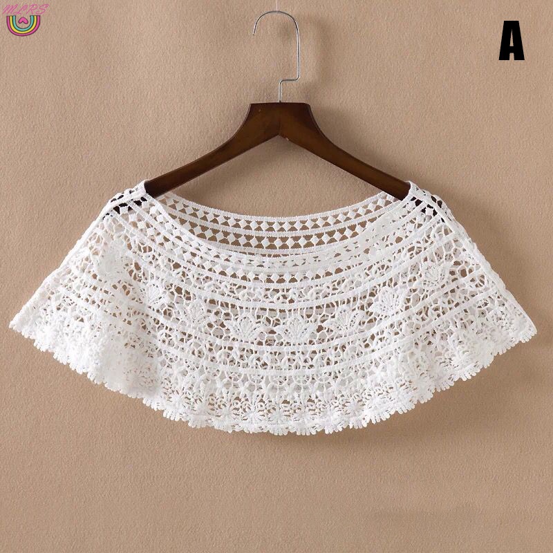 Áo Choàng Len Móc Phối Ren Dáng Ngắn Phong Cách Vintage Dành Cho Nữ