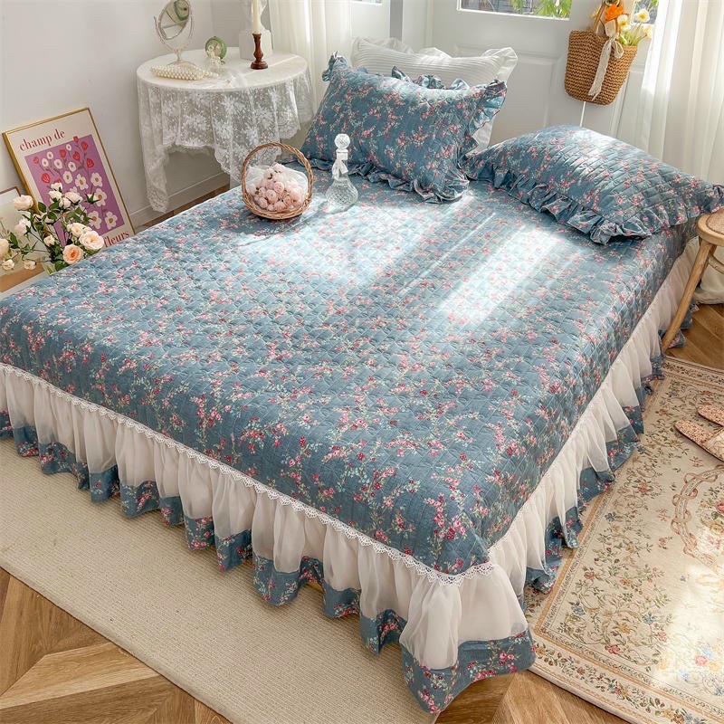 Bộ ga gối trần bông chùm giưong cotton 100% sửa dụng cho cả 4 mùa thoáng mát ,bền đẹp