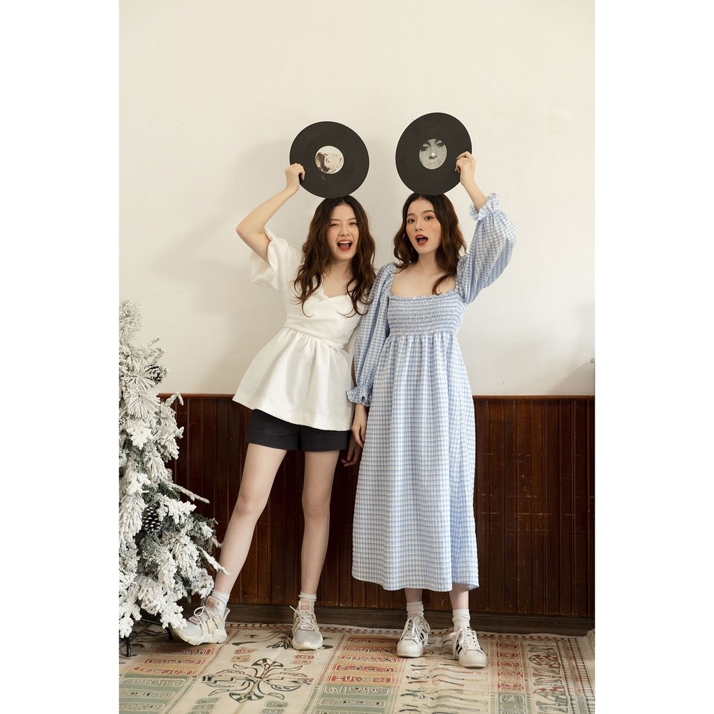 DOTTIE - Đầm Tay Phồng Kẻ Ô Nữ D0044 | BigBuy360 - bigbuy360.vn