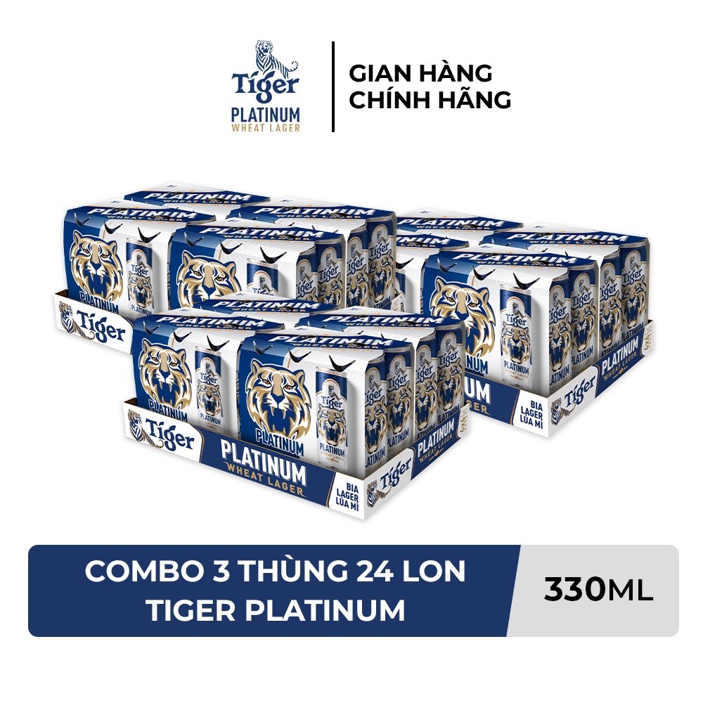 HỎA TỐC HCM Combo 3 Thùng 24 lon bia lúa mì Tiger Platinum Wheat Lager 330ml/lon