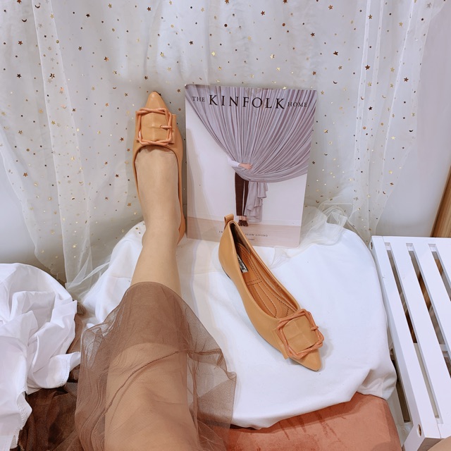 [Shopee trợ giá] Giày búp bê khóa kép đan vuông