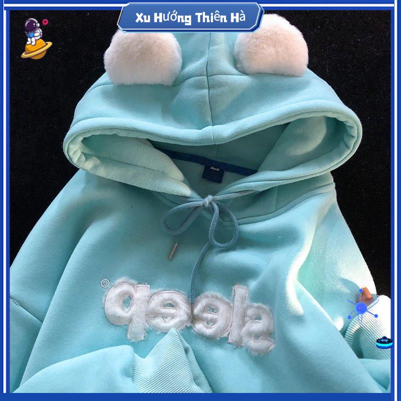áo hoodie nữ form rộng hoodie zip áo hoodie nữ cute áo hoodie không mũ Áo Hoodie Tai Gấu Dễ Thương Phong Cách vintage Nhật Bản
