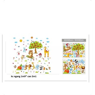 decal dán tường vườn thú cho bé