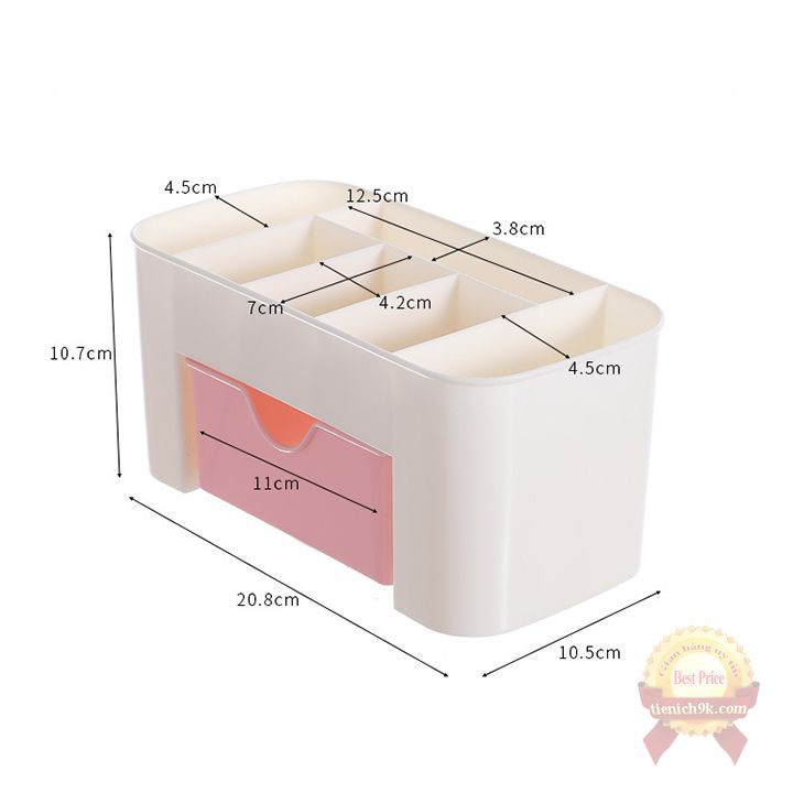 Hộp Đựng Mỹ Phẩm Có Ngăn Kéo Khay Để Son , Nước Hoa , Chì Kẻ Mắt Mày , Tẩy Trang Làm Bằng Nhựa 6 Ngăn
