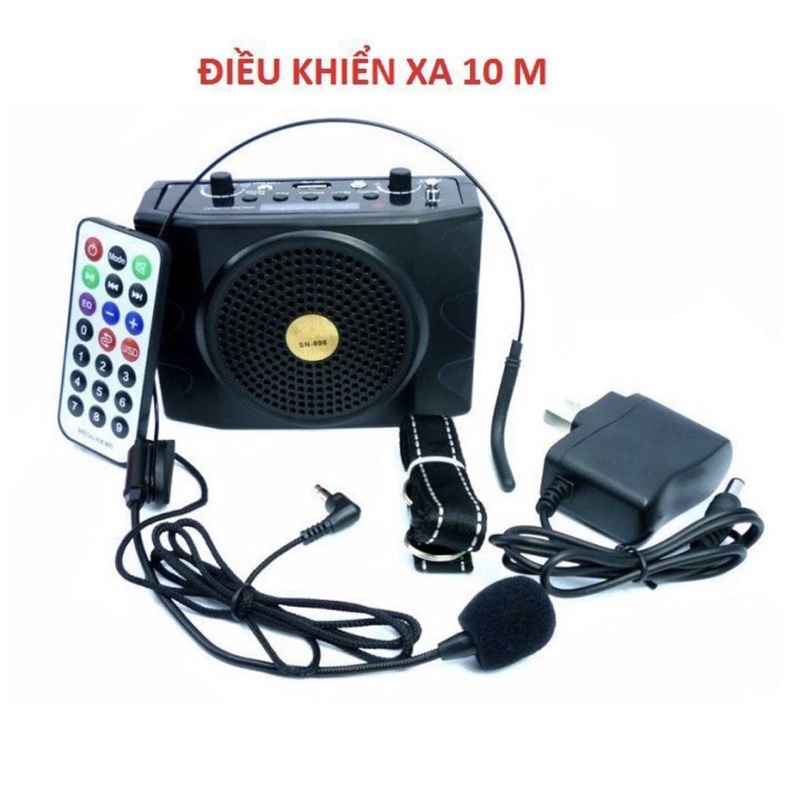MÁY TRỢ GIẢNG SN898 THUYẾT TRÌNH LOẠI CÓ MIC DÂY hỗ trợ bluetooth , USB , thẻ nhớ TF , đài FM.