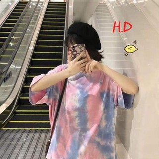 Áo phông loang màu tay lỡ oversize