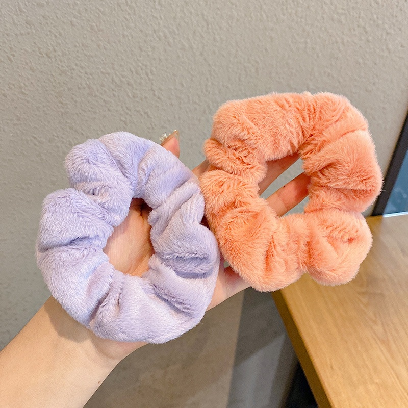 Set 7 Dây Buộc Tóc Vải Nhung Lông Cừu Mềm Mại Phong Cách Hàn Quốc Cho Nữ