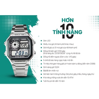 Đồng hồ Casio nam điện tử AE-1200WHD-1AVDF chính hãng dây kim loại Fridayshopping