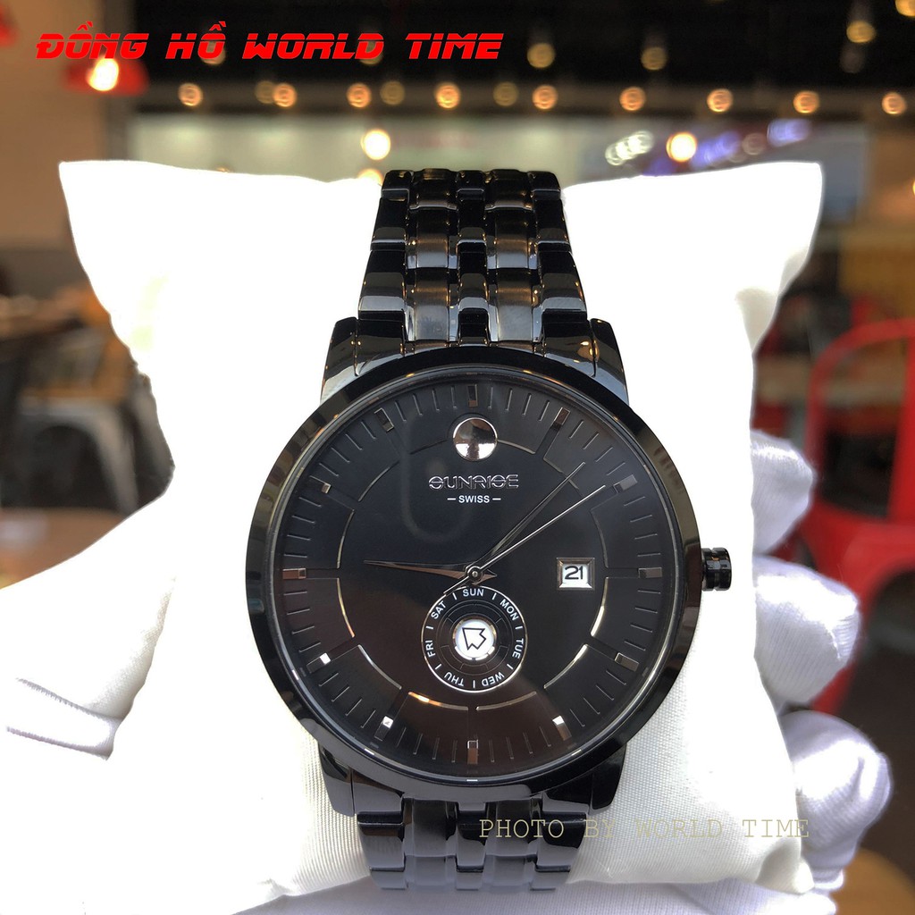 Đồng hồ nam sunrise dây thép 1115sa chính hãng full box sapphire chống xước , chống nước, bảo hành 3 năm