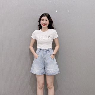 Quần short Jean lưng cao, quần bò ống rộng có bigsize tới 75kg
