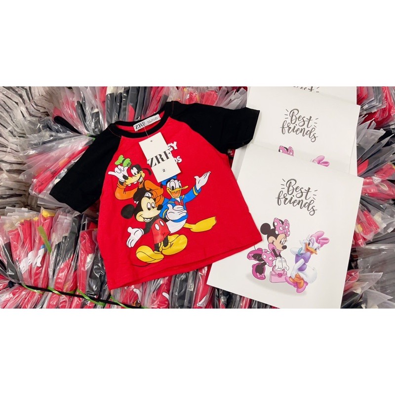 SET 2 ÁO MICKEY DONALD ĐỎ TRẮNG BÉ TRAI